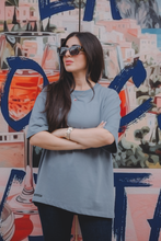 Load image into Gallery viewer, Stamped in Time - Oversized Tee (Grey-Blue)